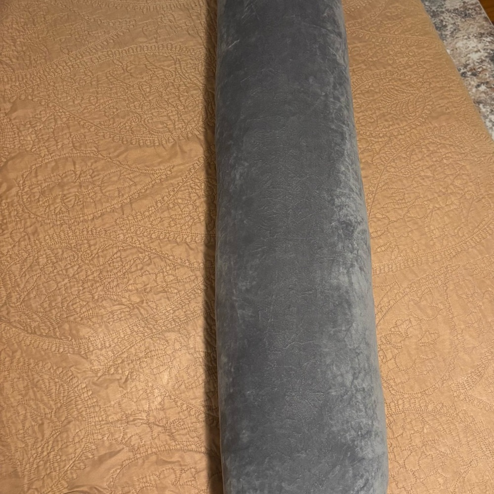 Long Gray Velvet Bolster Pillow